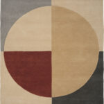 FRAME WOOL RUG - RED/BEIGE