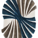AMOEBA WOOL & VISCOSE RUG -  TEAL/IVORY