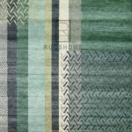 ABSTRACT OUSHAK HAND KNOTTED RUG GREEN/IVORY