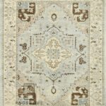 VINTAGE OUSHAK HAND KNOTTED RUG GREY/IVORY
