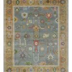 handknotted rug olive-ivory