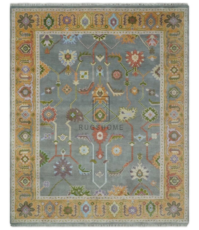 handknotted rug olive-ivory