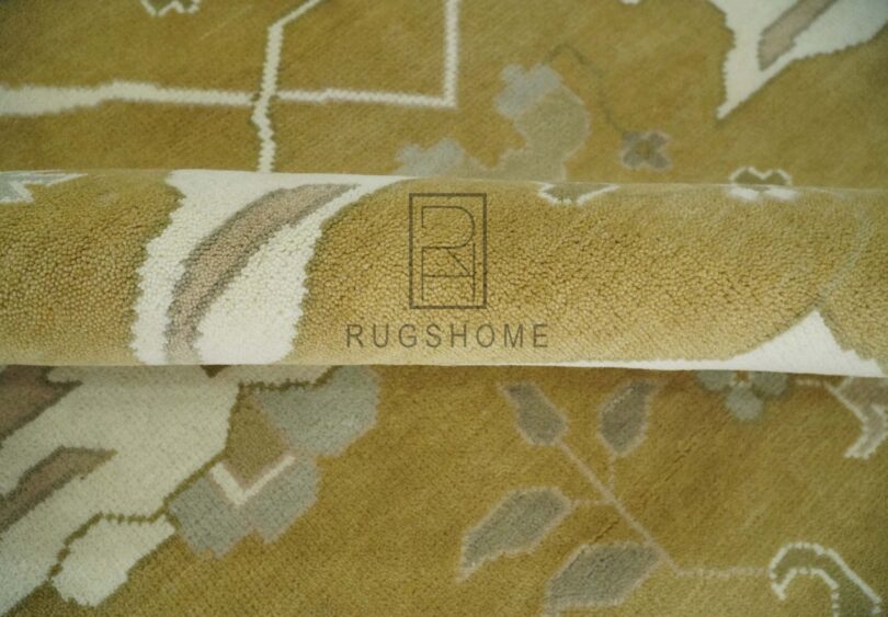 handknotted rug olive-ivory