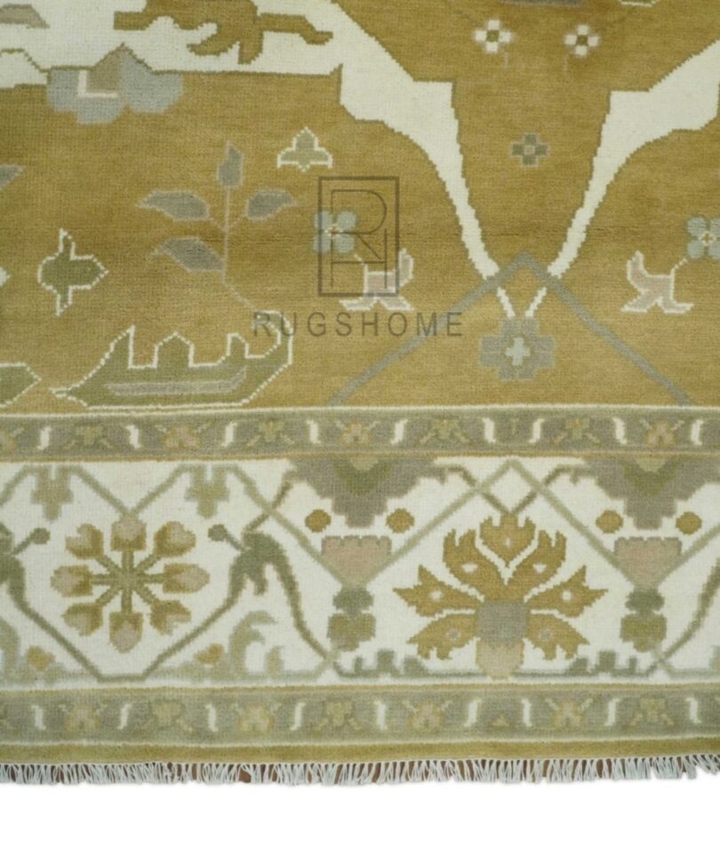 handknotted rug olive-ivory