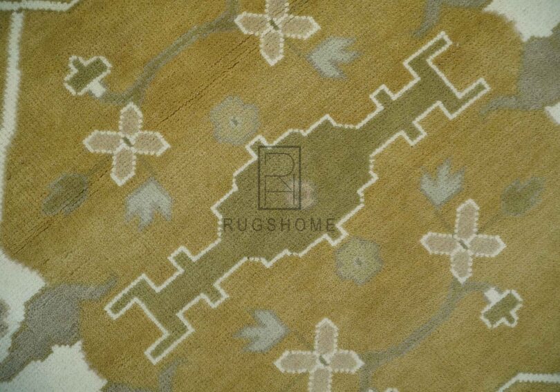 handknotted rug olive-ivory