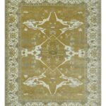 handknotted rug olive-ivory