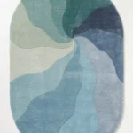 OVAL SWIRL WOOL RUG - BLUE OMBRE