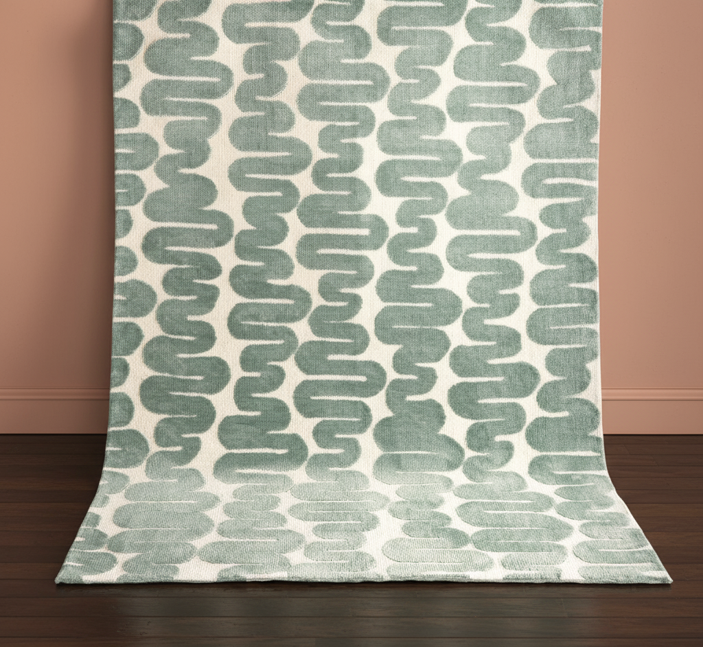 WAVE MODERN WOOL RUG - SAGE GREEN
