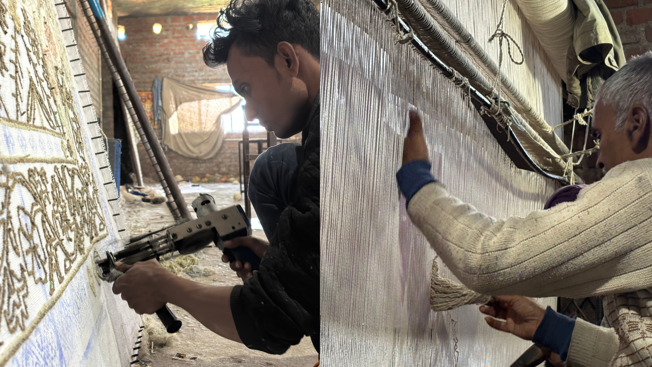 Hand tufted weaving & Hand knotted Weaving