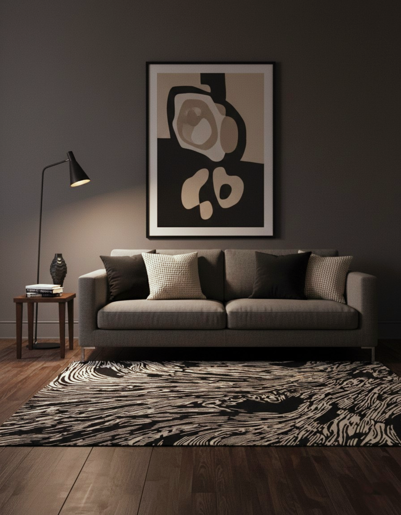 FLOWLINE ABSTRACT HAND TUFTED RUG - BEIGE - Image 6