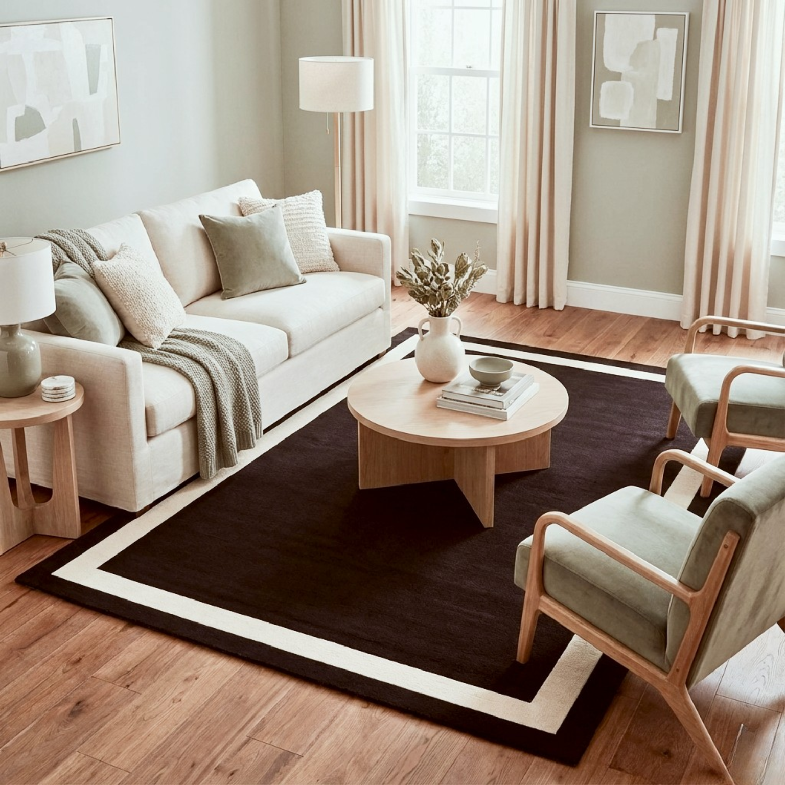 BORDER HAND TUFTED RUG - CHOCOLATE BROWN - Image 2