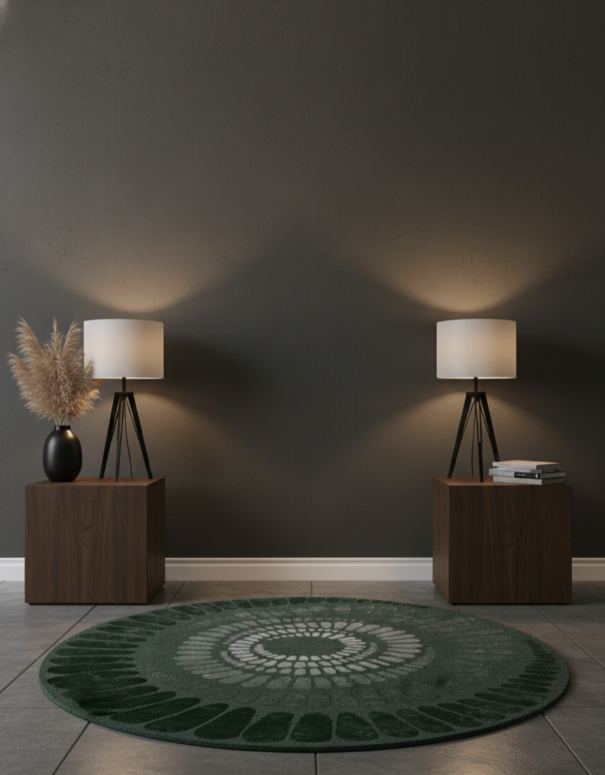 HALO ROUND HAND TUFTED RUG - FOREST GREEN - Image 3