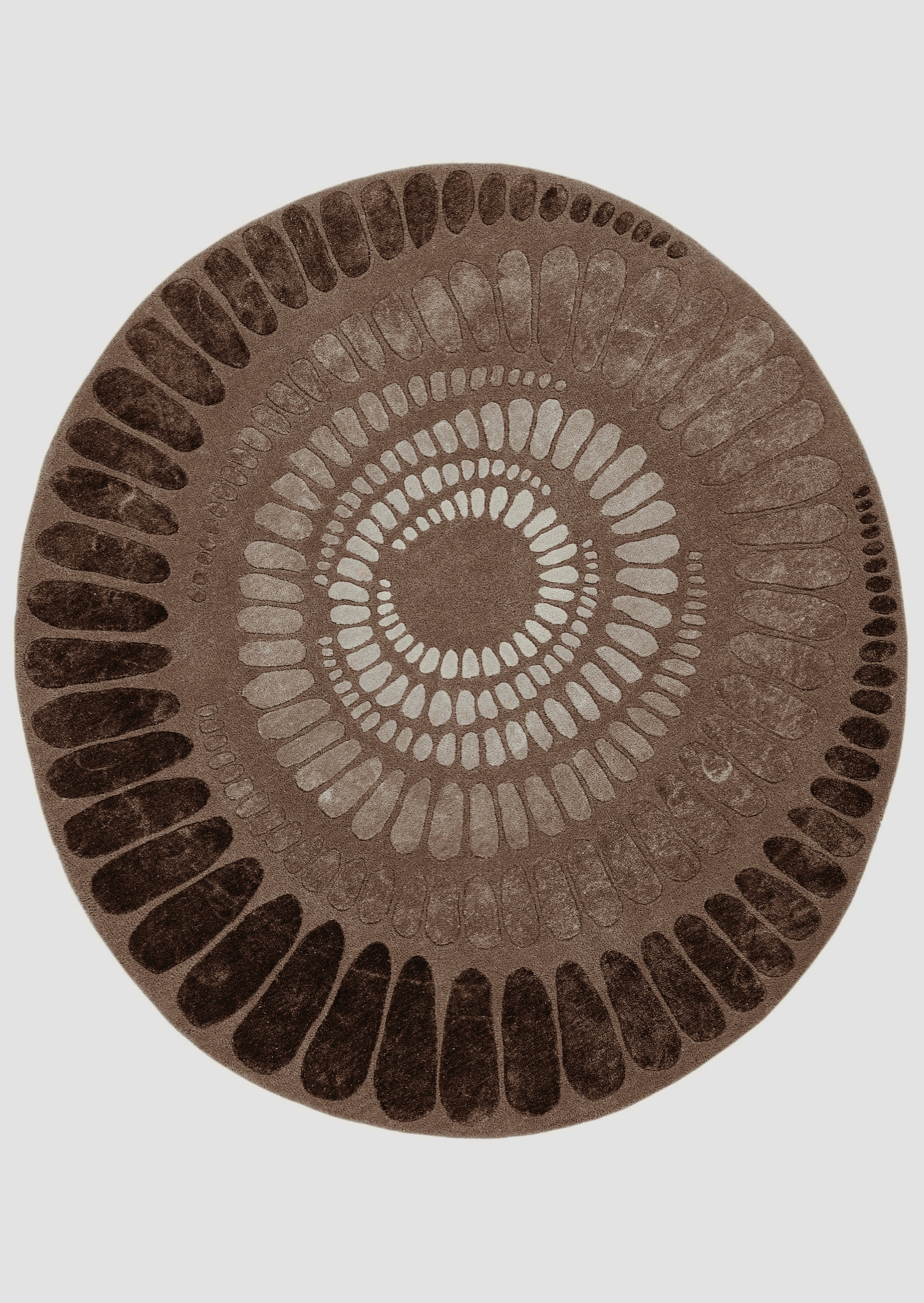 HALO ROUND HAND TUFTED RUG - CHOCOLATE BROWN