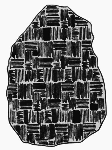 Ink Grid Abstract Rug in black/ivory