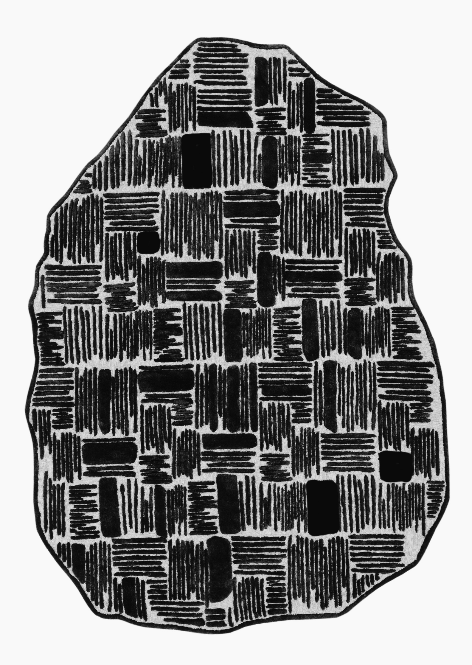 Ink Grid Abstract Rug in black/ivory