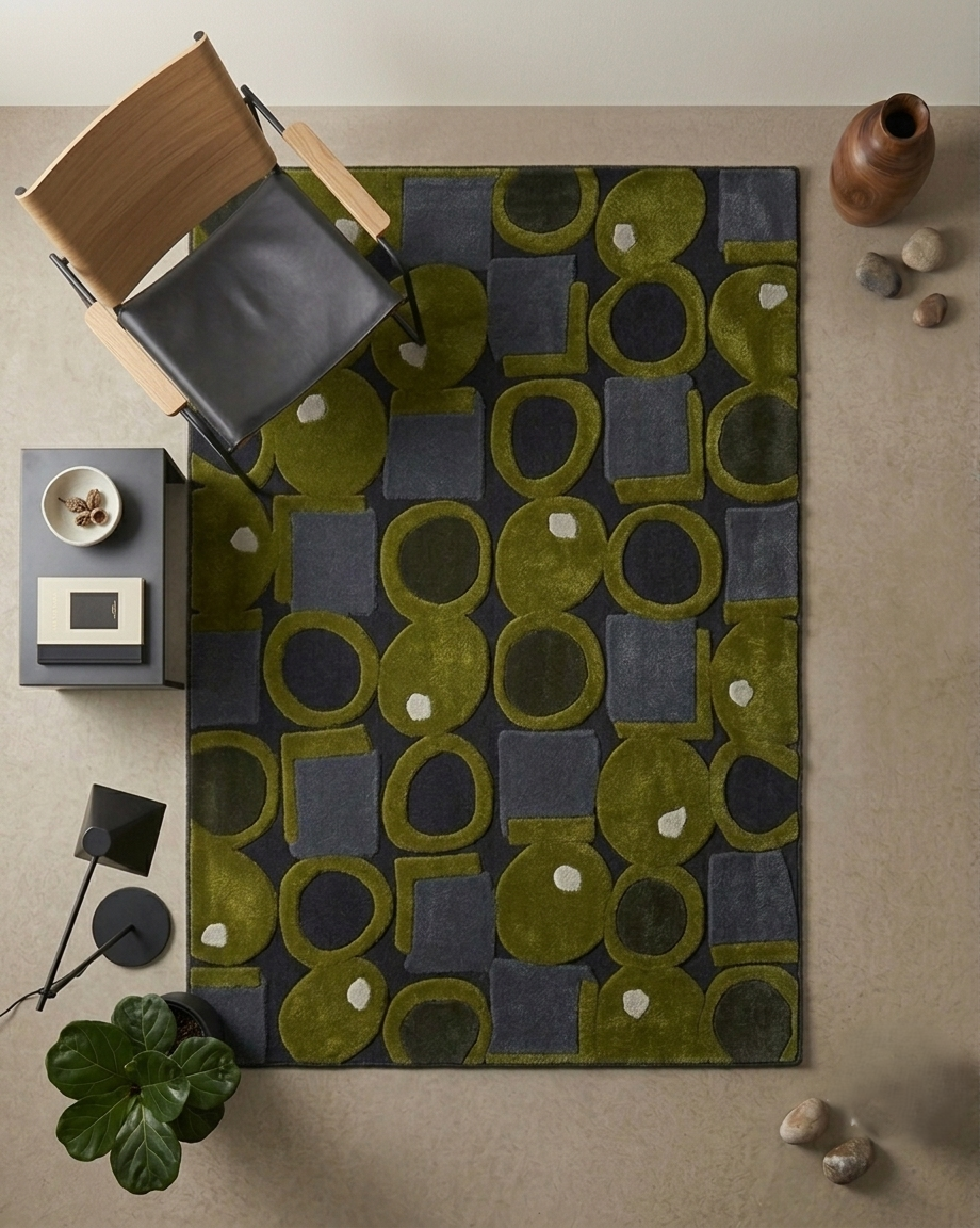 TERRA ORBIT RUG - FOREST GREEN