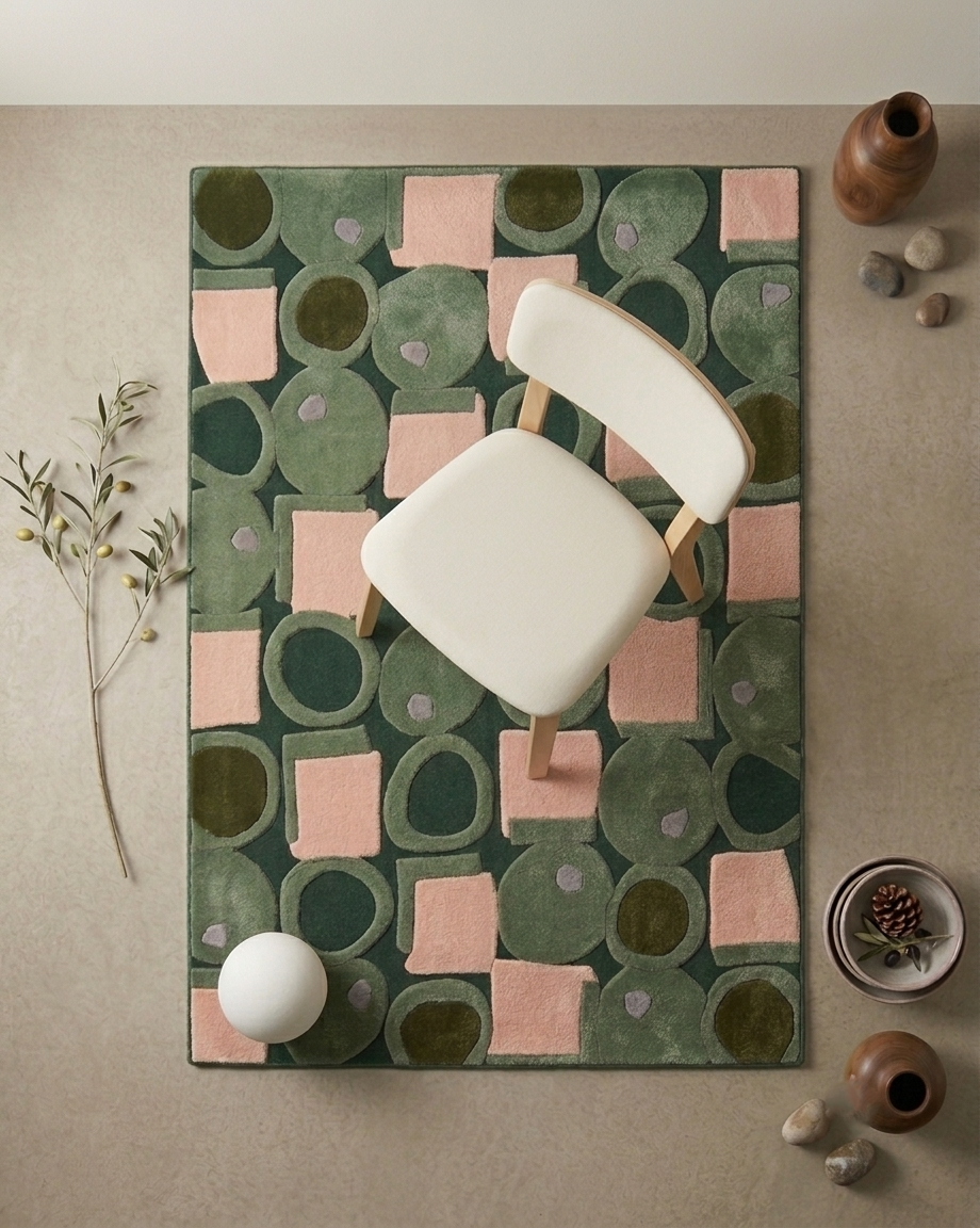 TERRA ORBIT RUG - GREEN/PINK